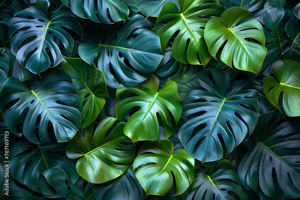 Monstera leaves are green. background Monstera leaves are green. background