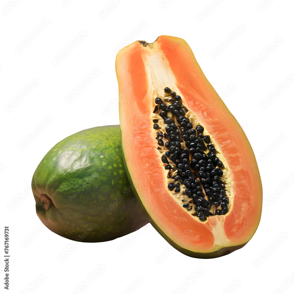 papaya with cut in half png isolated on transparent background papaya with cut in half png isolated on transparent background