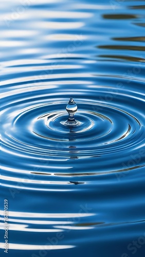 A large blue wave with ripples in the water. The water is calm and peaceful. The ripples in the water create a sense of movement and energy