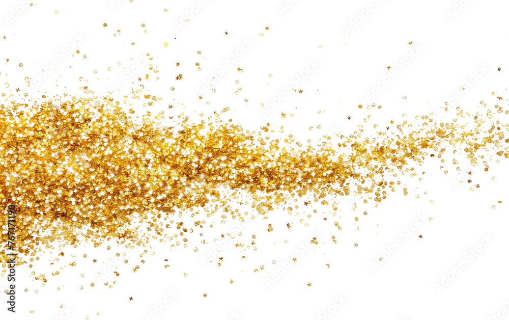 Shimmering Gold Confetti Isolated on Transparent background.