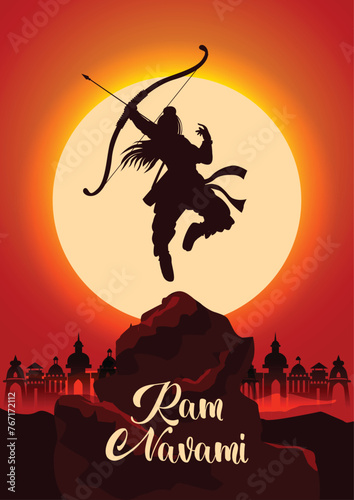 Happy Ram navami festival of India. abstract vector illustration design photo