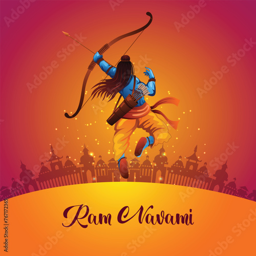 Happy Ram navami festival of India. abstract vector illustration design photo