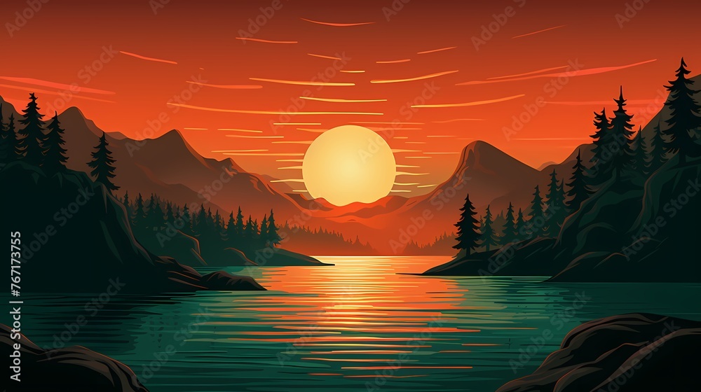 Picture a dynamic sunrise gradient background, where vibrant oranges dissolve into calming greens, offering an animated stage for graphic designs. - obrazy, fototapety, plakaty 