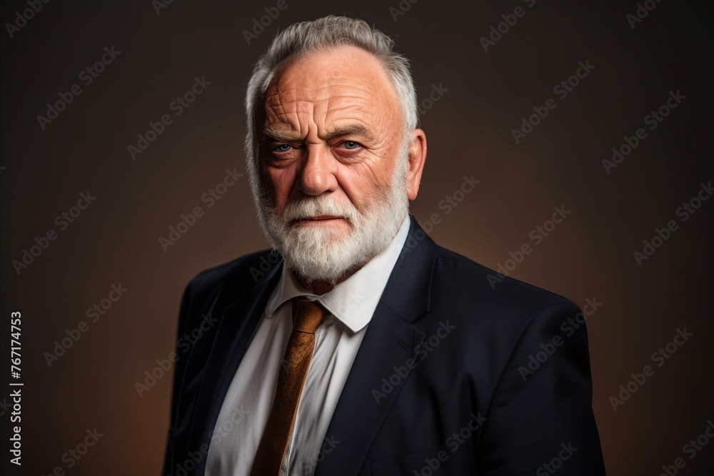 Portrait of a senior businessman with grey beard and mustache. Studio shot. Portrait of a senior businessman with grey beard and mustache. Studio shot.