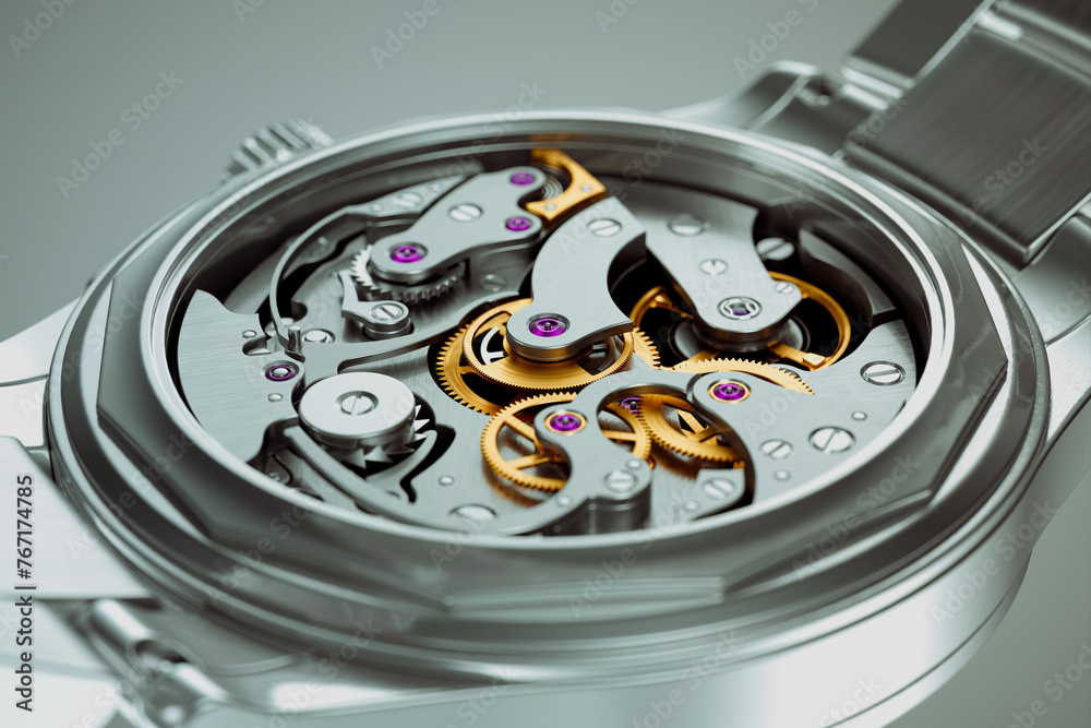 Exquisite Close-up Detail of Luxury Watch Mechanical Movement