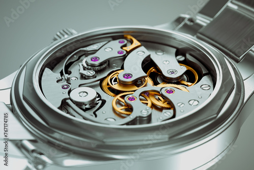 Obraz na płótnie Exquisite Close-up Detail of Luxury Watch Mechanical Movement w salonie