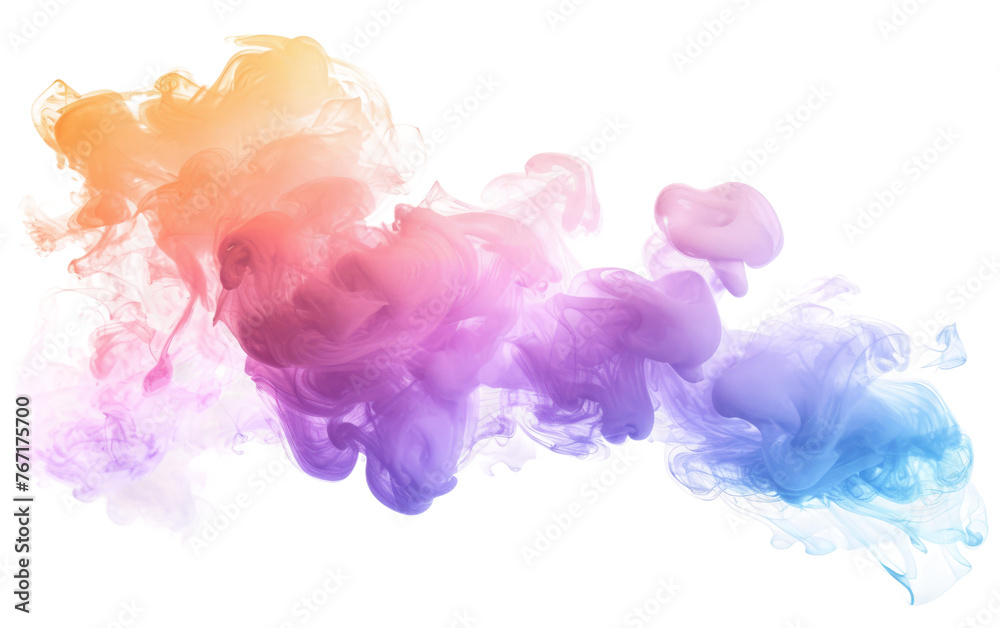 Vibrant Smoke Artistry , Colorful Abstract Smokey Vapor Cloud Isolated on Transparent background.