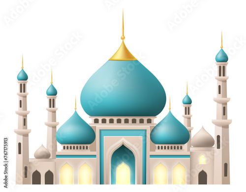 islamic mosque muslims for prayers vector illustration