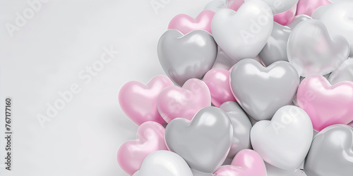 gray and pink hearts on a white background
