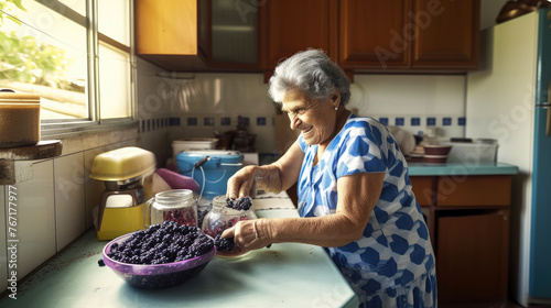 A Moment of Culinary Delight: Senior Lady and Grape Jelly