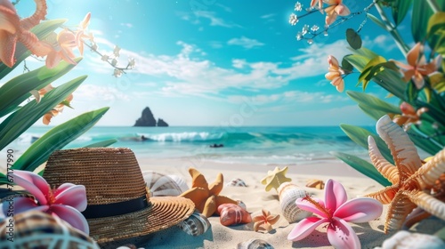 Summer beach background materials