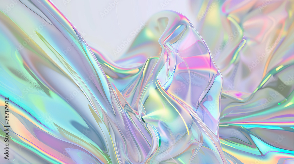Fototapeta premium abstract 3d background with colorful iridescence waves