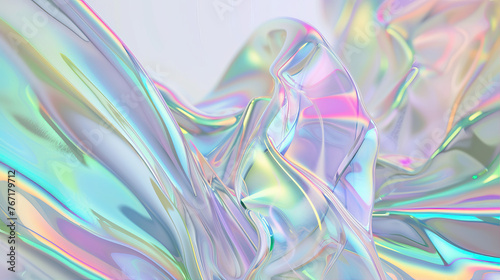 abstract 3d background with colorful iridescence waves