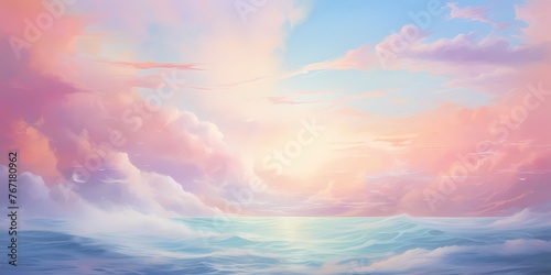 Gentle waves of pastel hues washing across an ethereal canvas, evoking a serene tranquility.