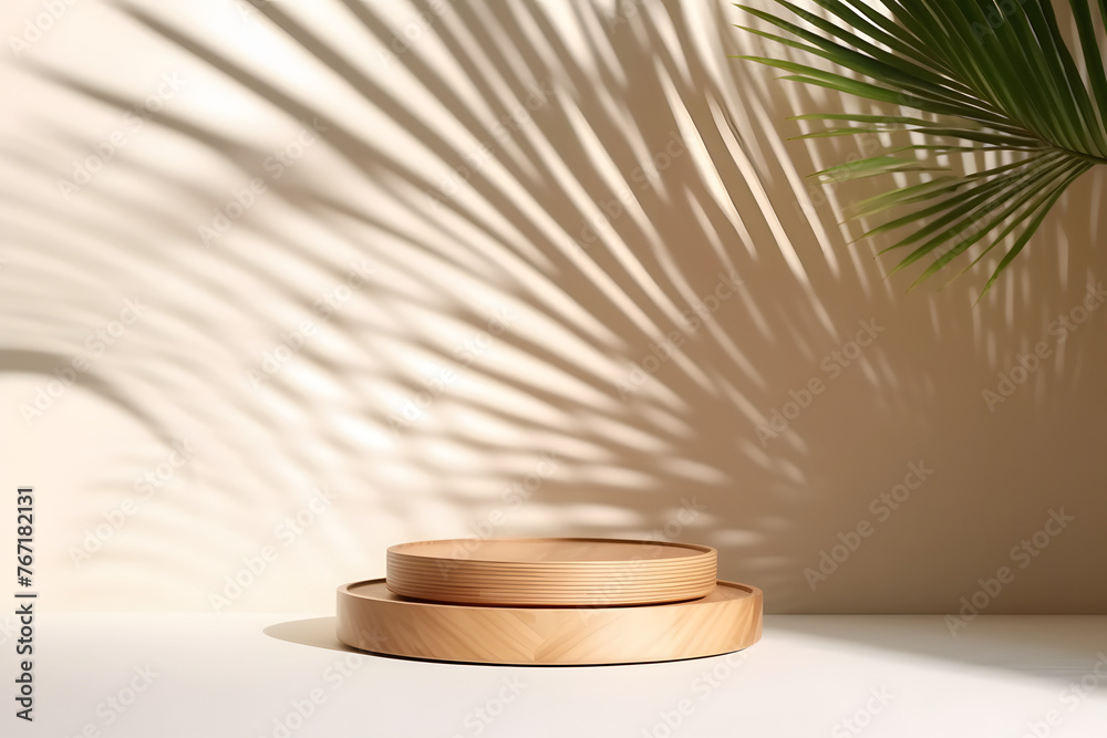 An elegent wooden podium on a table with sunlight from a window An elegent wooden podium on a table with sunlight from a window