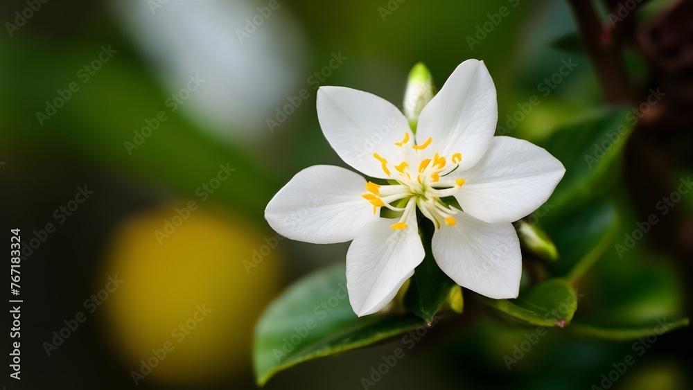 Jasmine flower beauty highlighted with selective focus on background