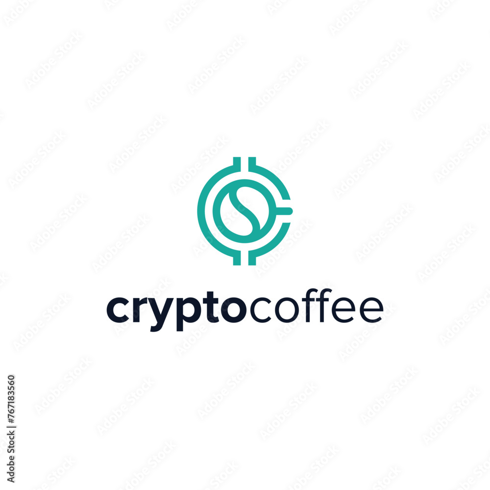 simple crypto coffee monogram logo design