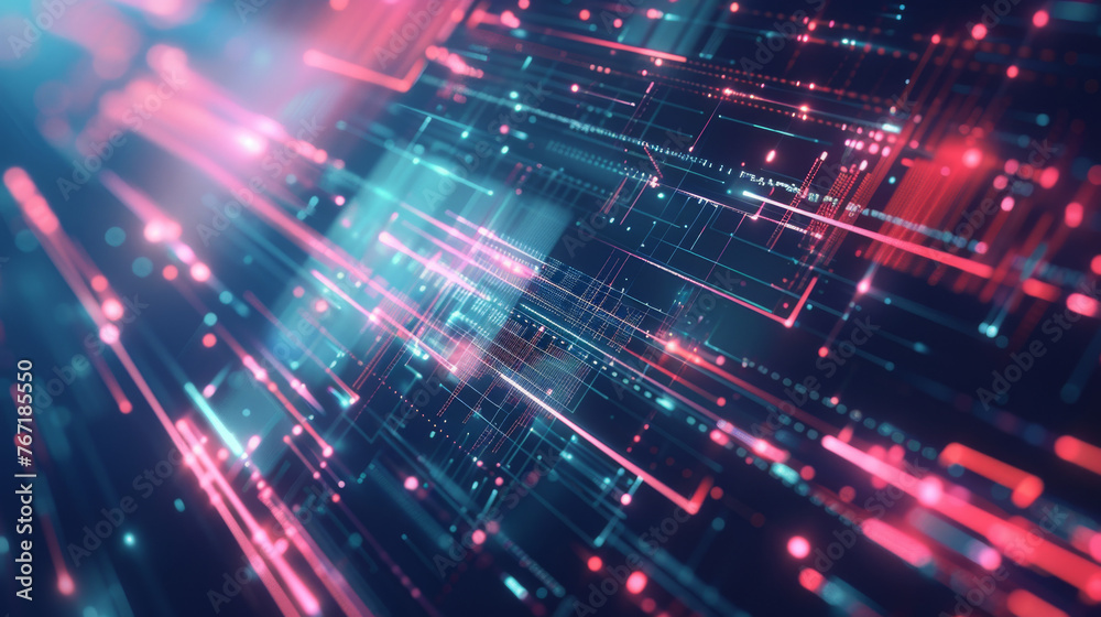 Abstract technology backdrop with glowing neon circuit lines and data streams Abstract technology backdrop with glowing neon circuit lines and data streams