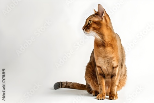 Abyssinian cat on a white background. 