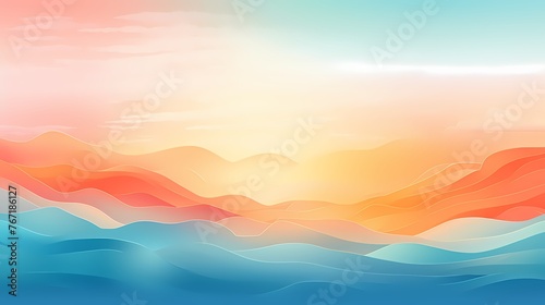 Dive into a sunrise gradient background alive with energy, as golden oranges fade into tranquil blues, inspiring vibrant graphic creations. © Kanwal