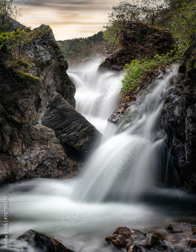 Waterfall landscape using a slow shutter speed