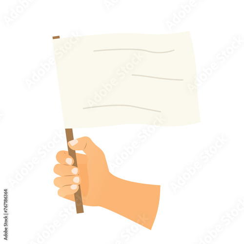 hand holding a white flag typically symbolizes surrender, peace or truce in various contexts, such as warfare or negotiations- vector illustration