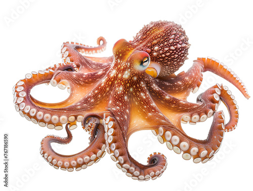live octopus, isolated white background PNG