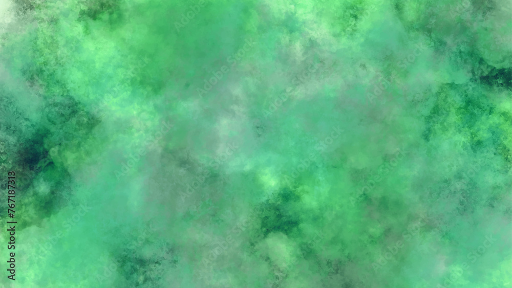 Abstract green paint background, a blue watercolor background with cloudy sky concept. green grunge texture. Texture of paint.
