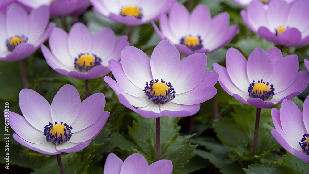 Macro spring photo of beautiful blue flower anemones Macro spring photo of beautiful blue flower anemones