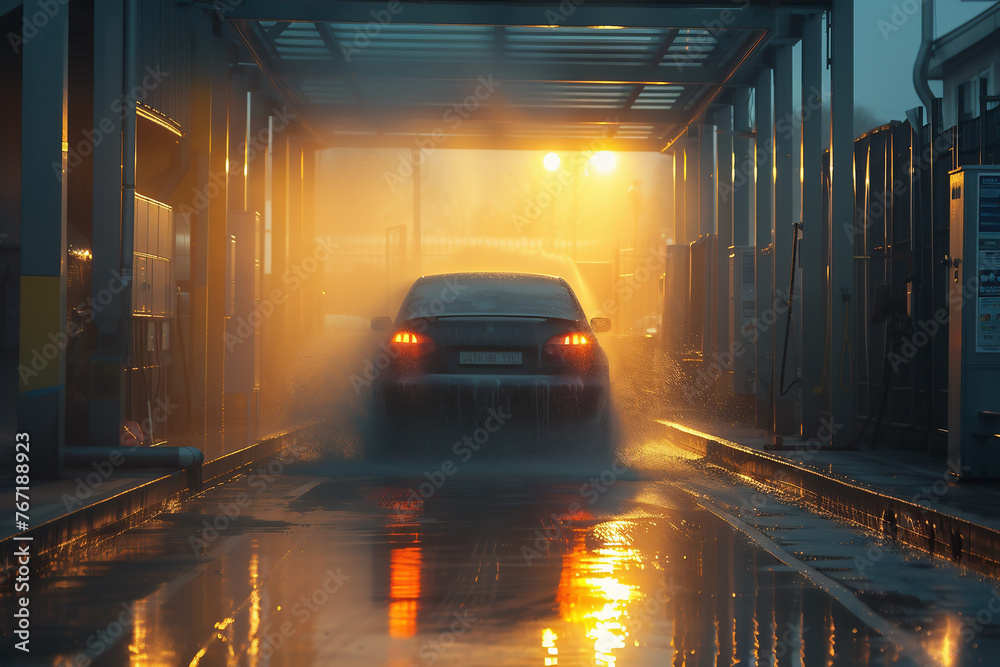 Obraz premium Automatic car wash in action
