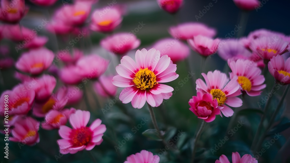Nature abstract with colorful pink and purple flowers, blurred background Nature abstract with colorful pink and purple flowers, blurred background