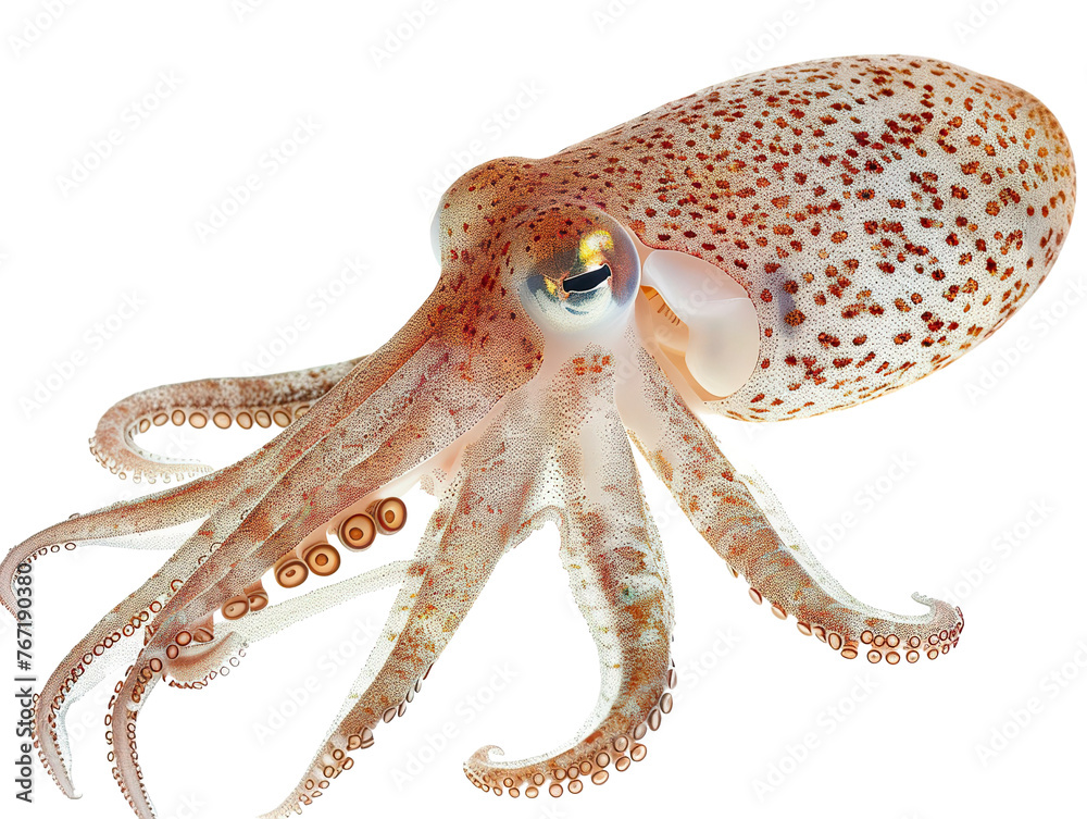 Fototapeta premium live squid, isolated white background PNG