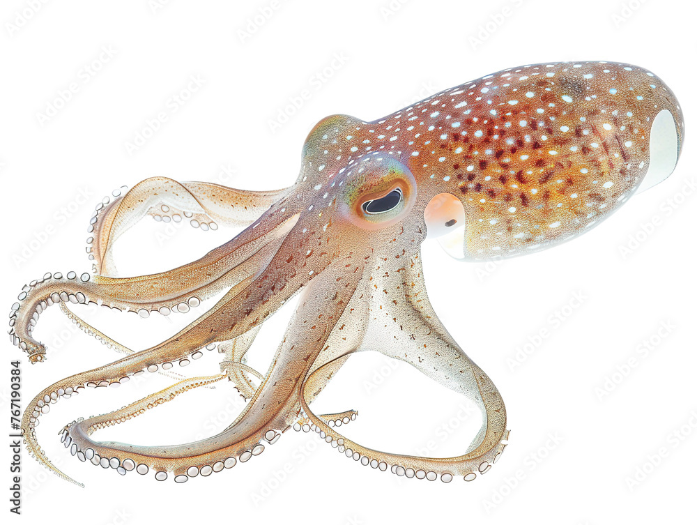 Fototapeta premium live squid, isolated white background PNG