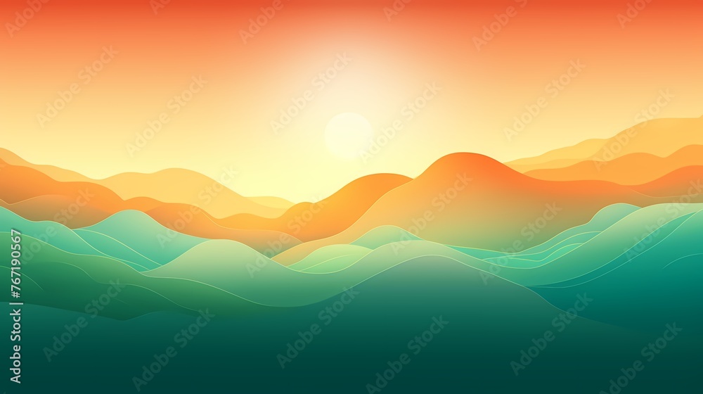 Behold a sunrise gradient background bursting with energy, as radiant oranges melt into serene greens, igniting inspiration in graphic designs.