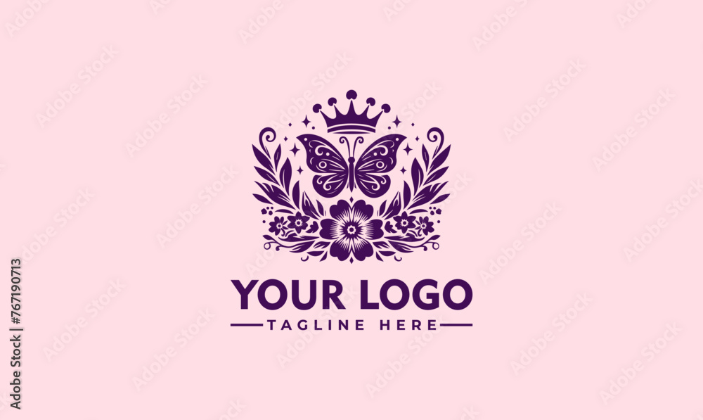 Butterfly Woman Logo Design - Symbolizing the beauty of creation, this creative logo elegantly combines elements of a lotus flower and a stylized butterfly with a woman silhouette at the center.