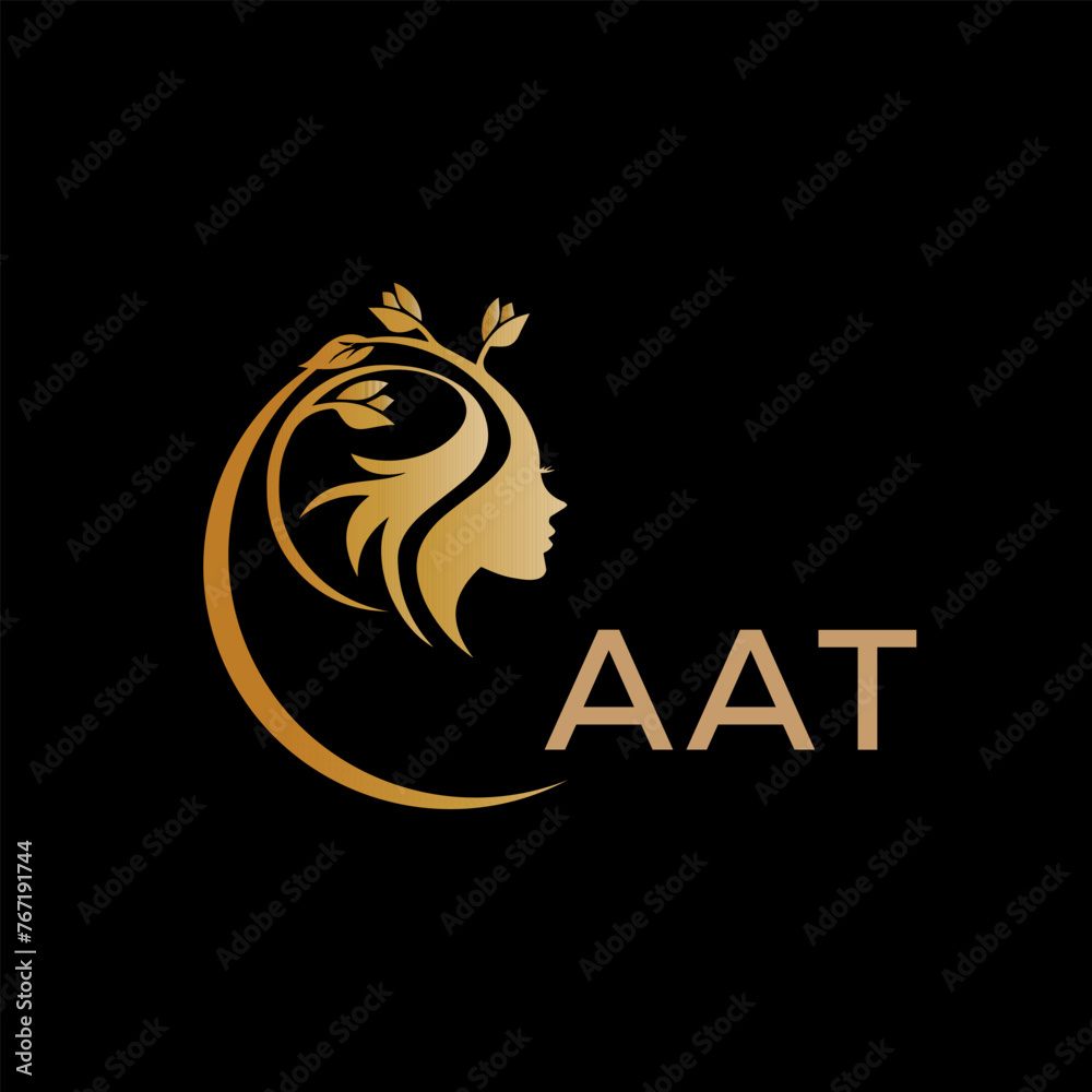 AAT letter logo. beauty icon for parlor and saloon yellow image on black background. AAT Monogram logo design for entrepreneur and business. AAT best icon.	
