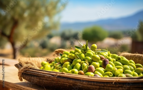 Fresh olives gathered in Crete Greece for making olive oil