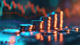 representation of a stack of coins aligned with a graph chart depicting steady growth, serving as a powerful visual metaphor for effective business marketing campaigns driving financial success