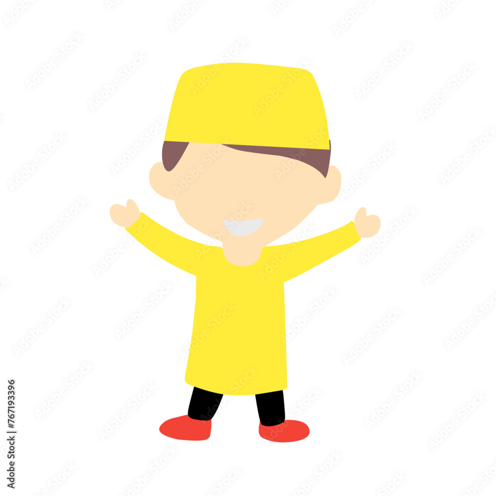 Happy muslim kid cartoon on white background Happy muslim kid cartoon on white background