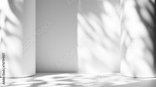 3d rendering minimalist empty wall for product display. 3d product background with abstract shadow