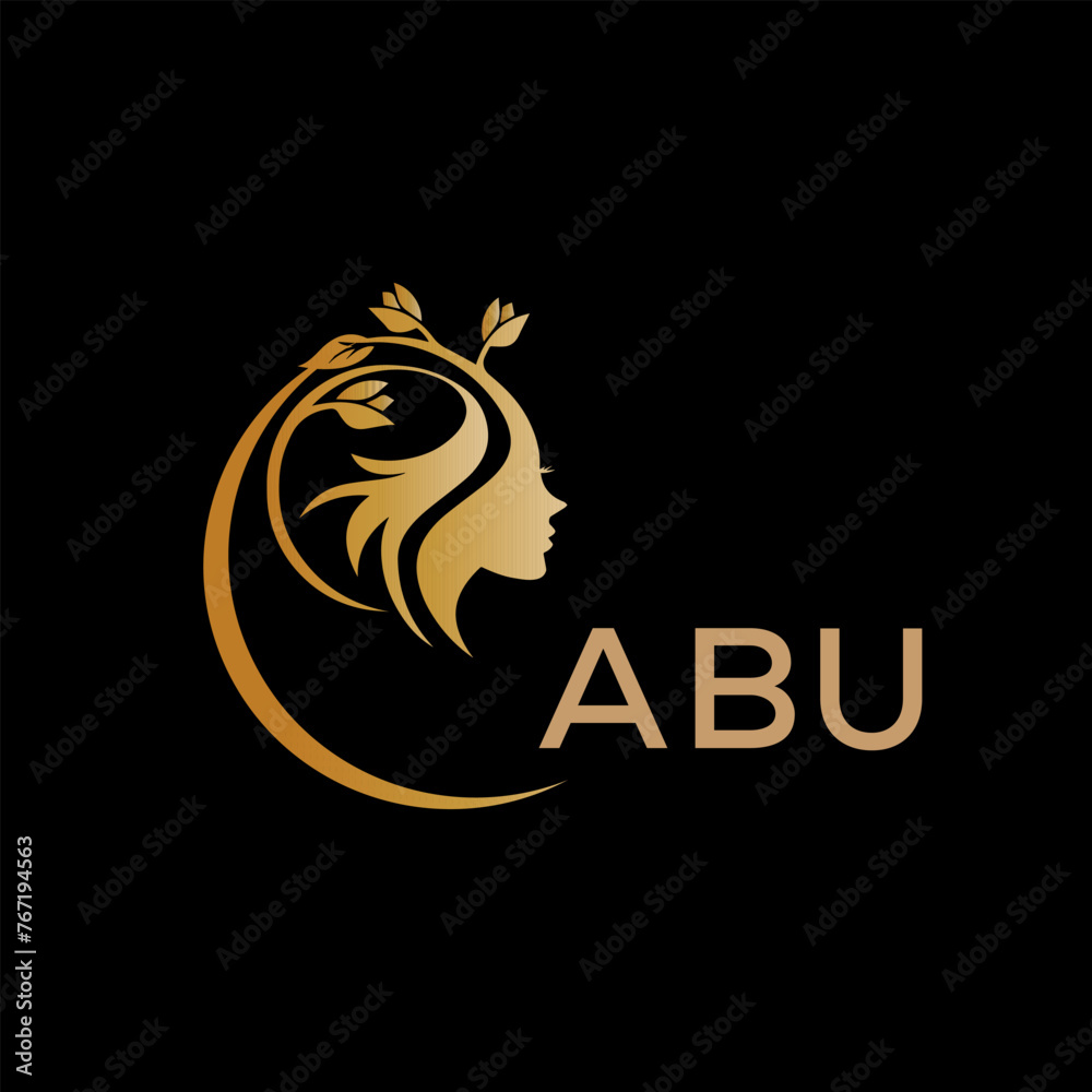 ABU letter logo. beauty icon for parlor and saloon yellow image on black background. ABU Monogram logo design for entrepreneur and business. ABU best icon.	
