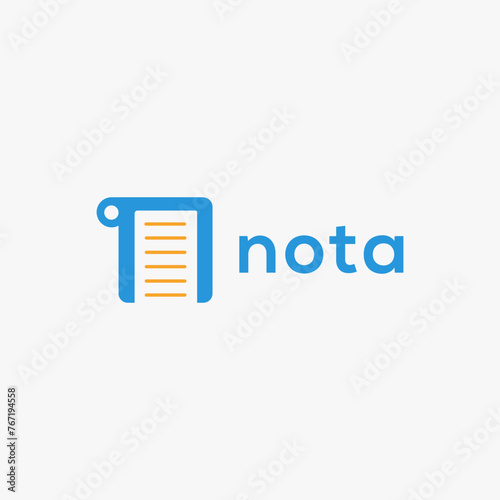 Abstract minimalist letter N for nota note logo icon vector on white background