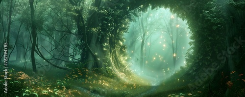 Fairy ring in the forest, portal to enchantment, realm of the fey photo