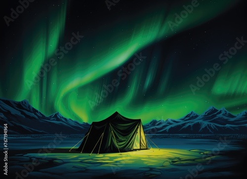 Tent Under the Northern Lights