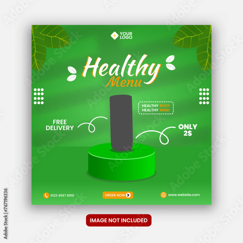 Healthy drink square banner social media post template