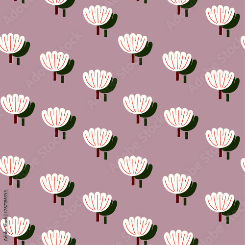 Retro style floral seamless pattern with burgundy tone / easy to change all color