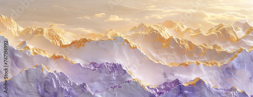 Sunset Alpenglow: Mountains Bathed in Golden Light, Abstract, AI Generative