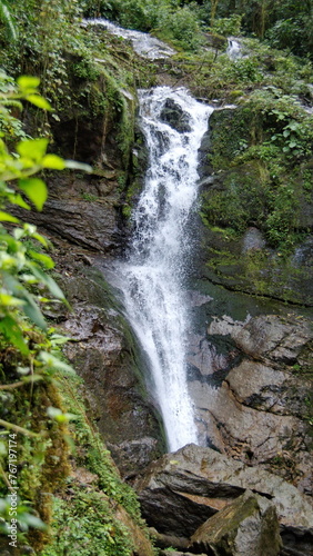 Small waterfall at the high altitude Paraiso Quetzal Lodge outside of San Jose  Costa Rica