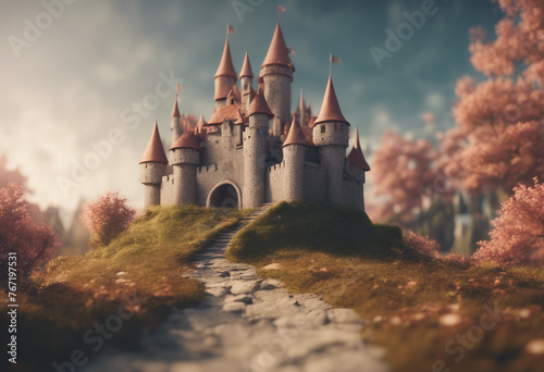 3d illustration fairy tale castle building