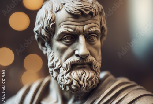 Illustration of the sculpture of Aristotle The Greek philosopher Aristotle is a central figure photo
